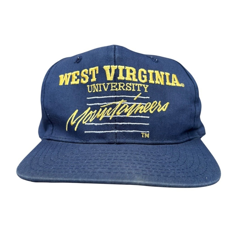 Vintage West Virginia Mountaineers Script Snapback Hat Blue One‎ Size NCAA